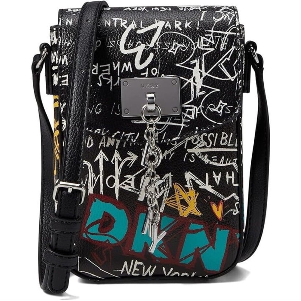 DKNY North South Cleo Graffiti Crossbody Phone Bag NWOT